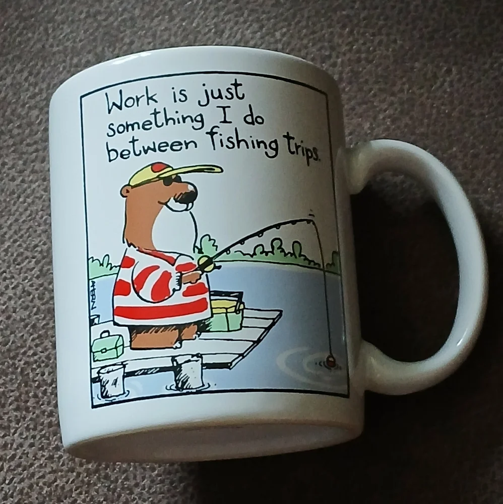 Hallmark Shoebox Greetings Fishing Bear Cartoon Mug Coffee Cup